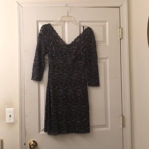 Women’s gray lace sequined cocktail dress
